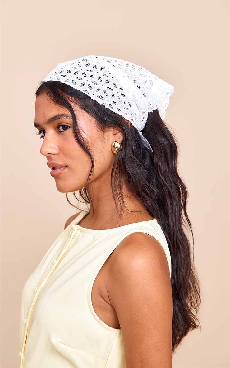 White Broderie Anglaise Bandana image 1