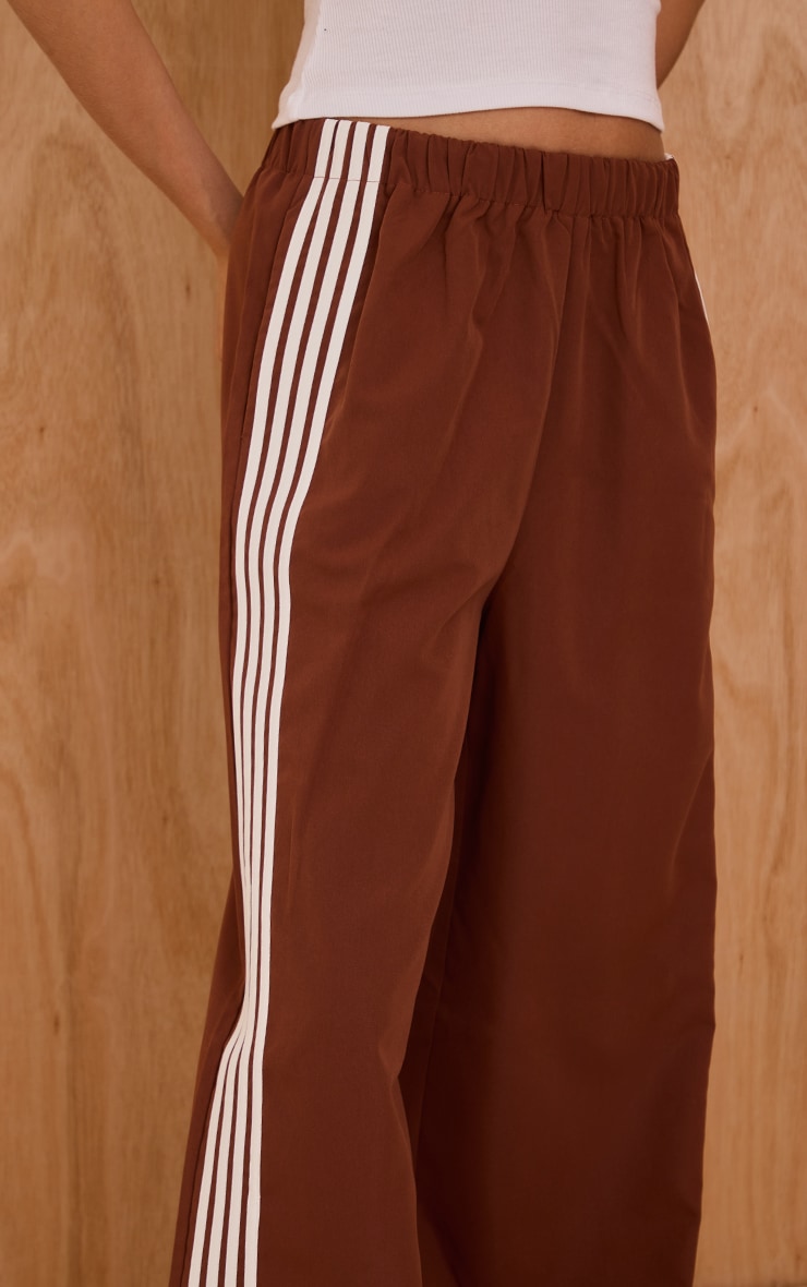 Dark Chocolate Shell Side Stripe Detail Track Pants image 4