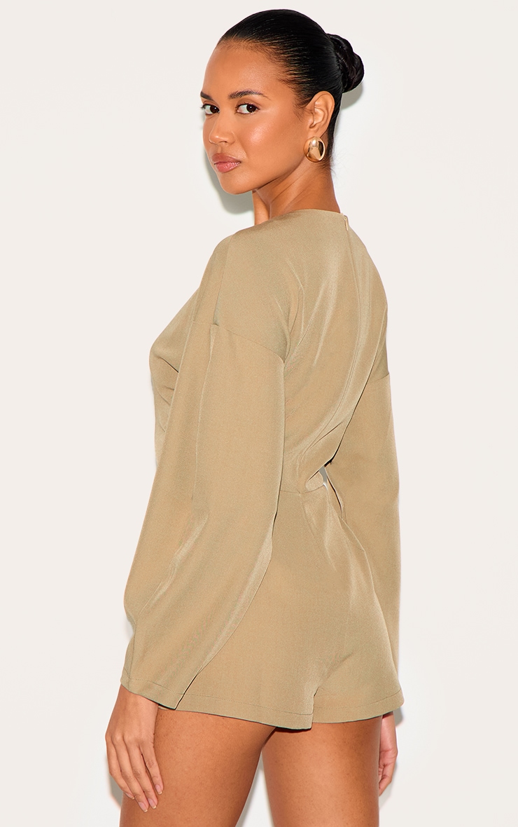 Stone Tailored Woven High Neck Cocoon Sleeve Romper image 2