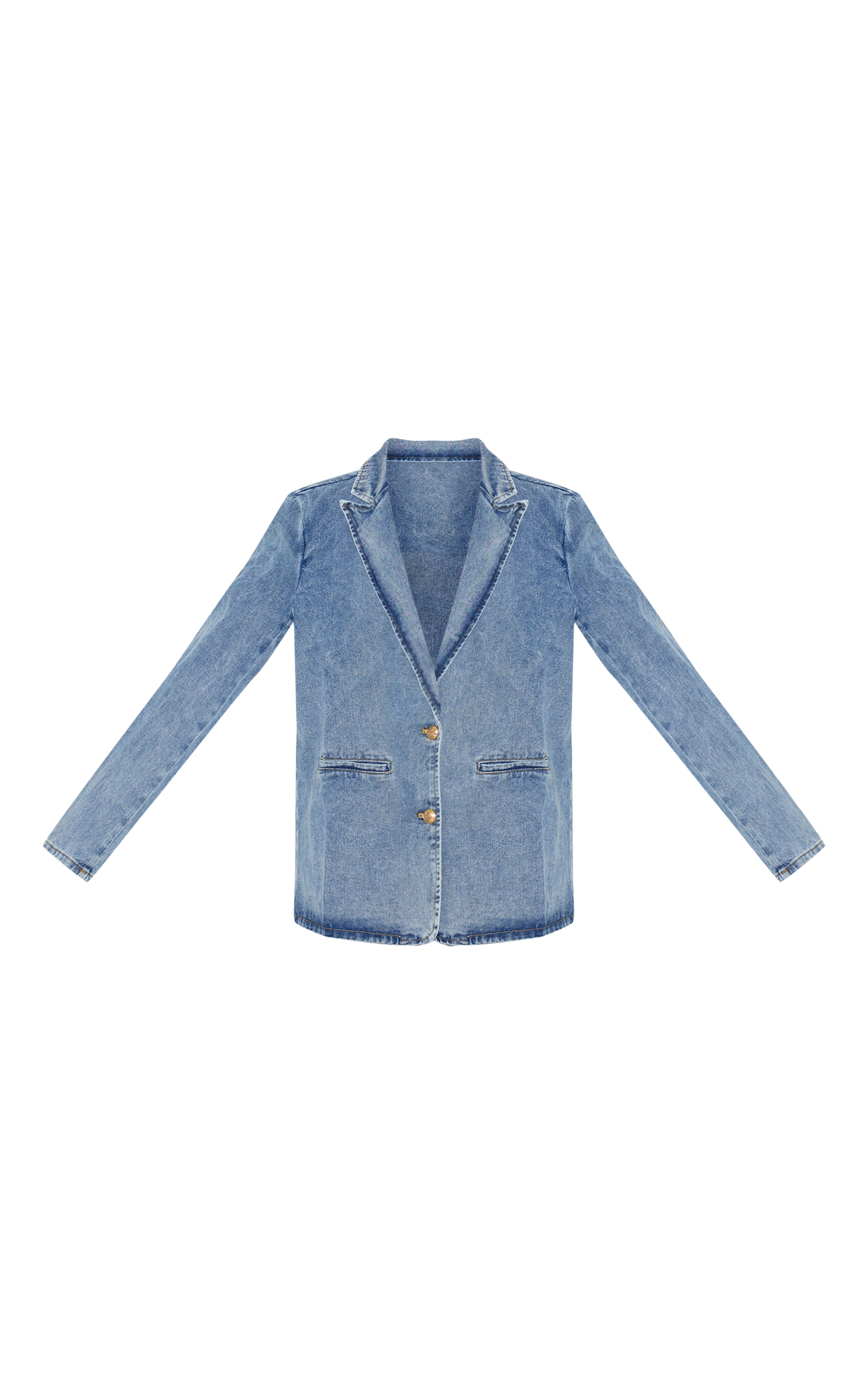 Tall Vintage Mid Wash Oversized Button Denim Blazer image 5