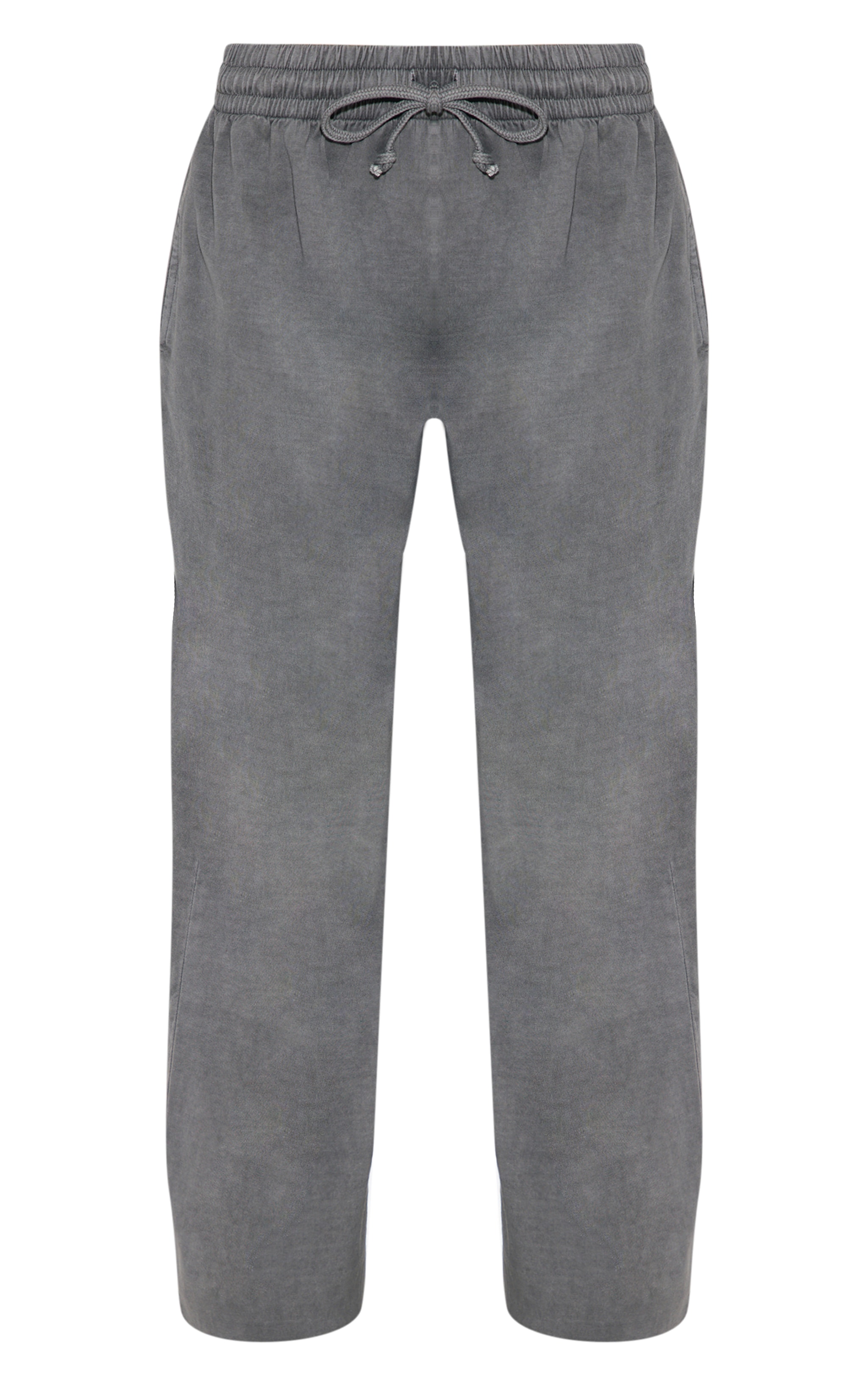 Charcoal Cotton Straight Leg Mid Rise Drawstring Trousers image 5