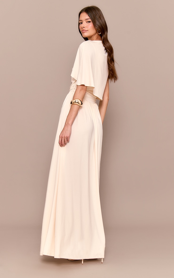 Cream Layered Ruched Maxi Dress image 2
