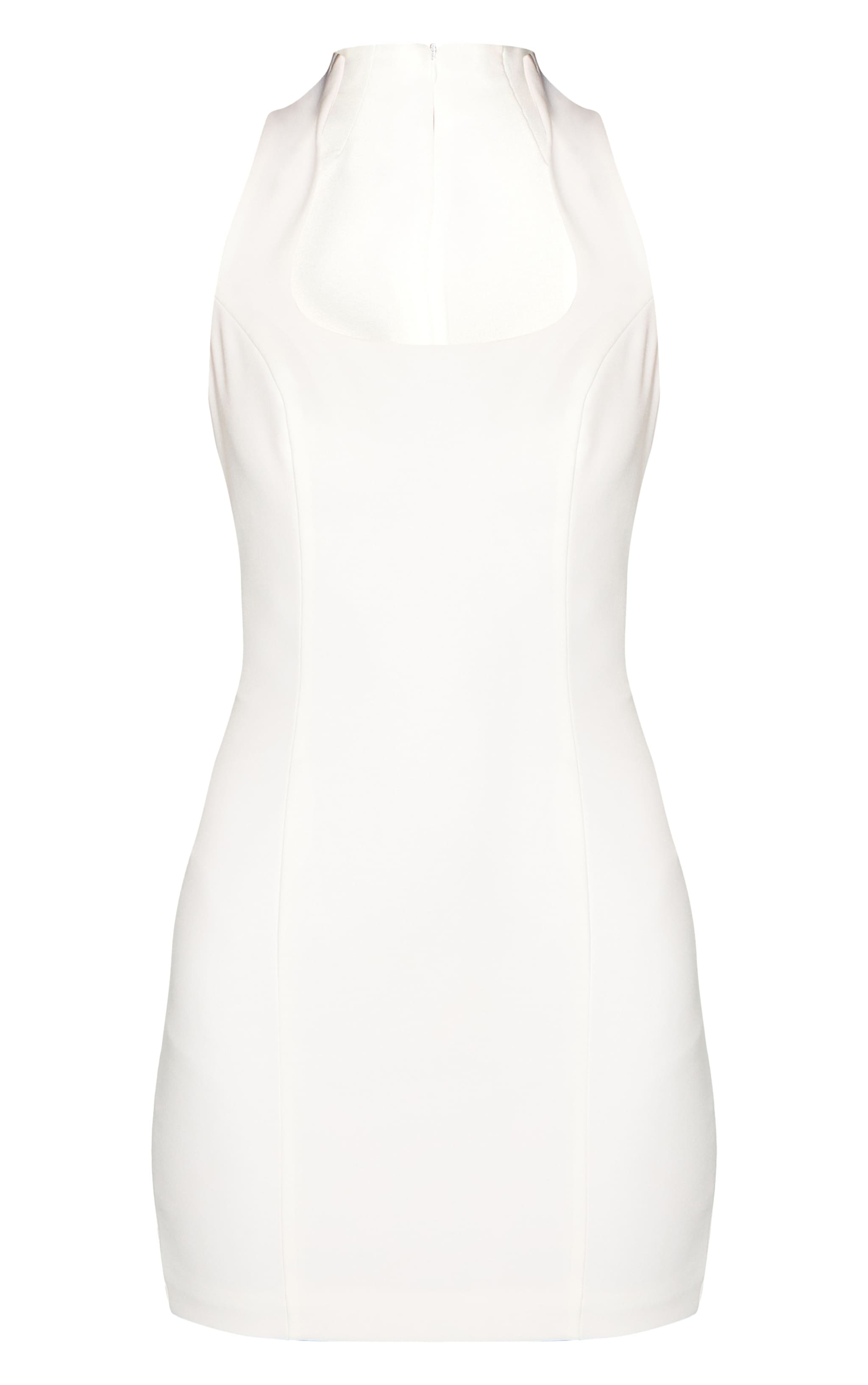 Cream Keyhole Open Front Tailored Woven Dress image 5