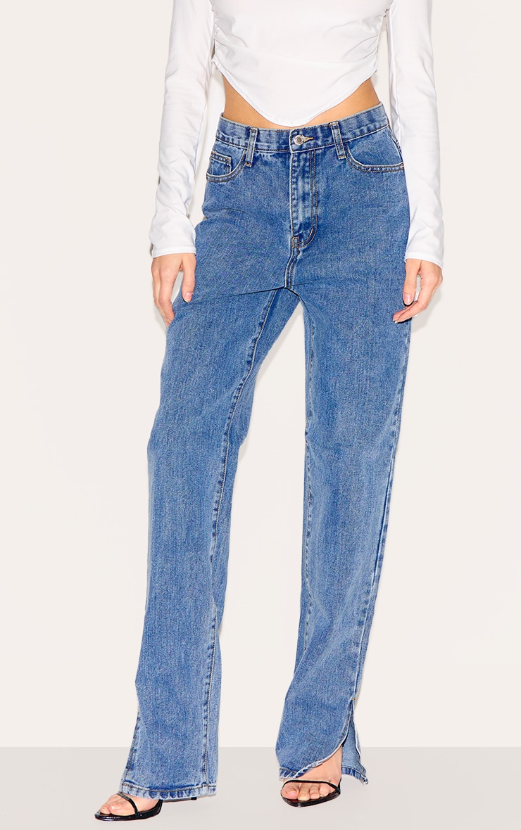 Vintage Wash Split Hem Jeans image 2