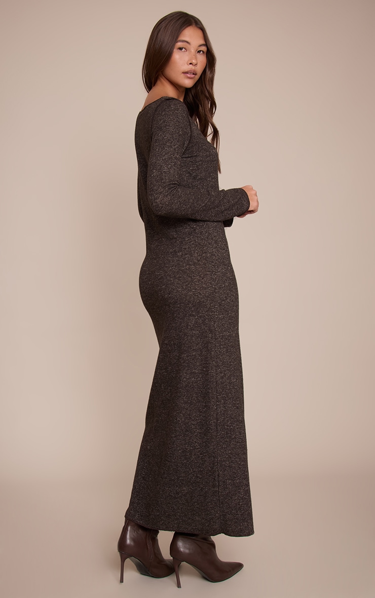 Chocolate Jersey Long Sleeve Maxi Dress image 2