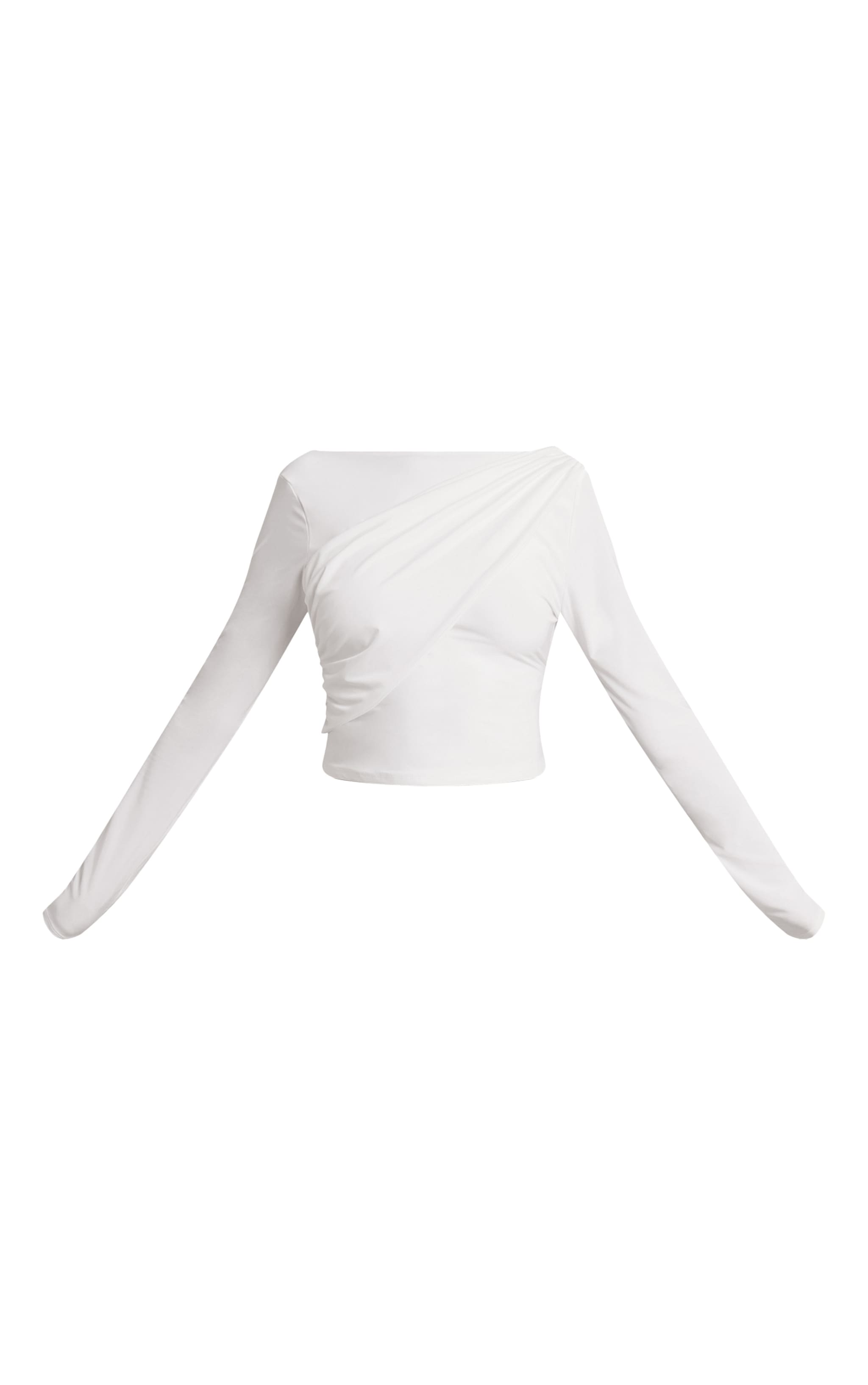 Cream Double Layer Slinky Drape Top image 5