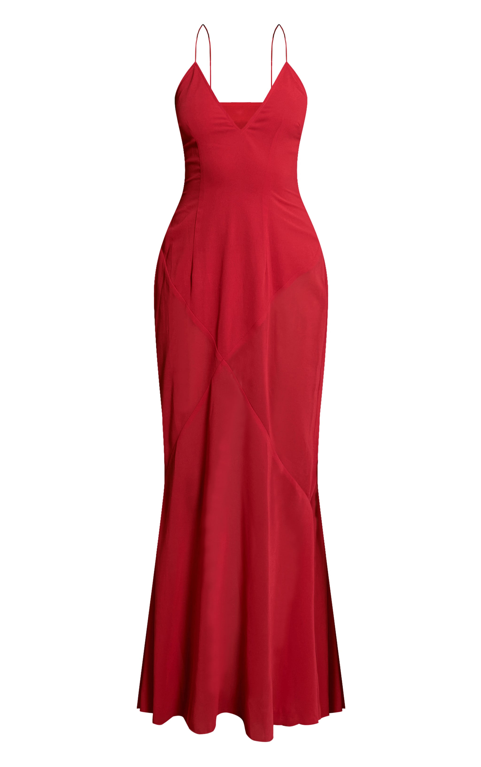 Red Chiffon V Neck Maxi Dress image 5
