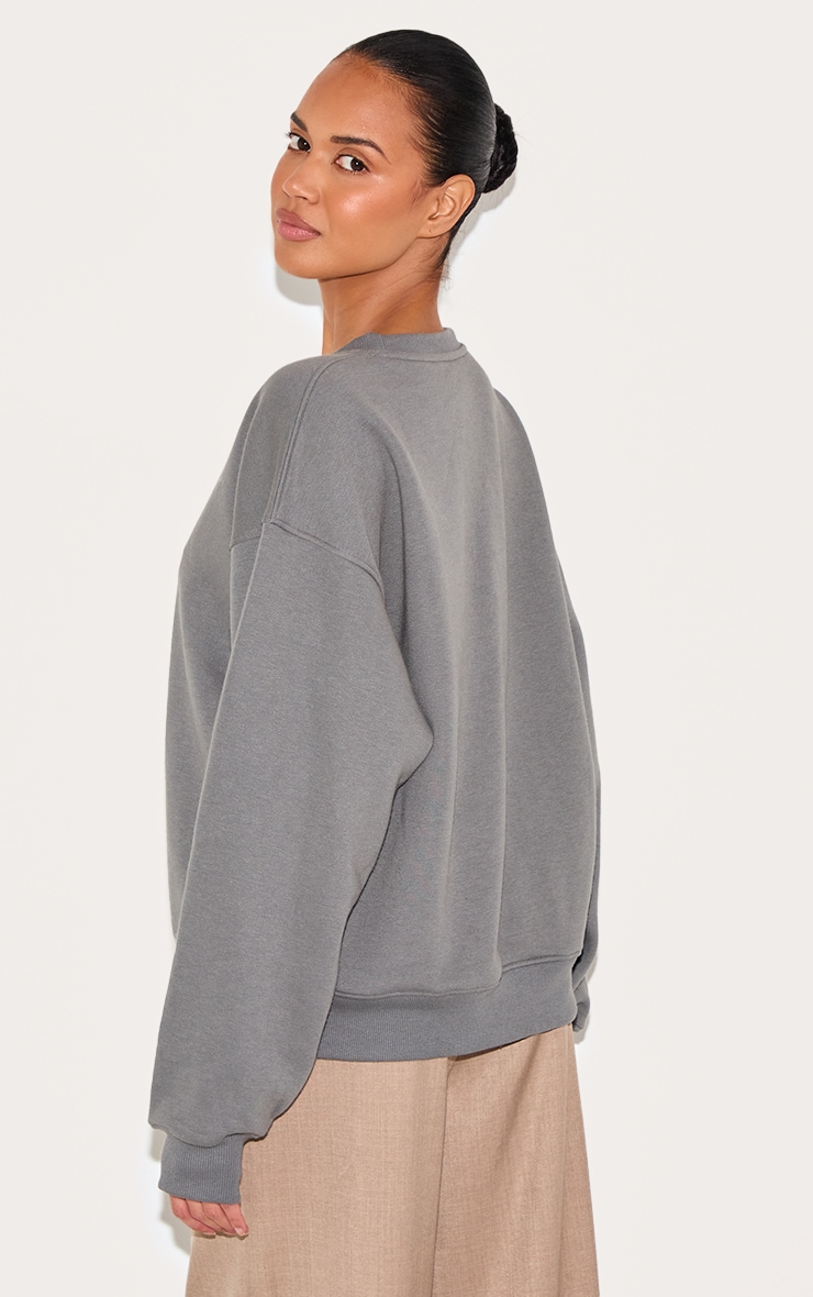 Grey Embroidered Boxy Sweatshirt image 2