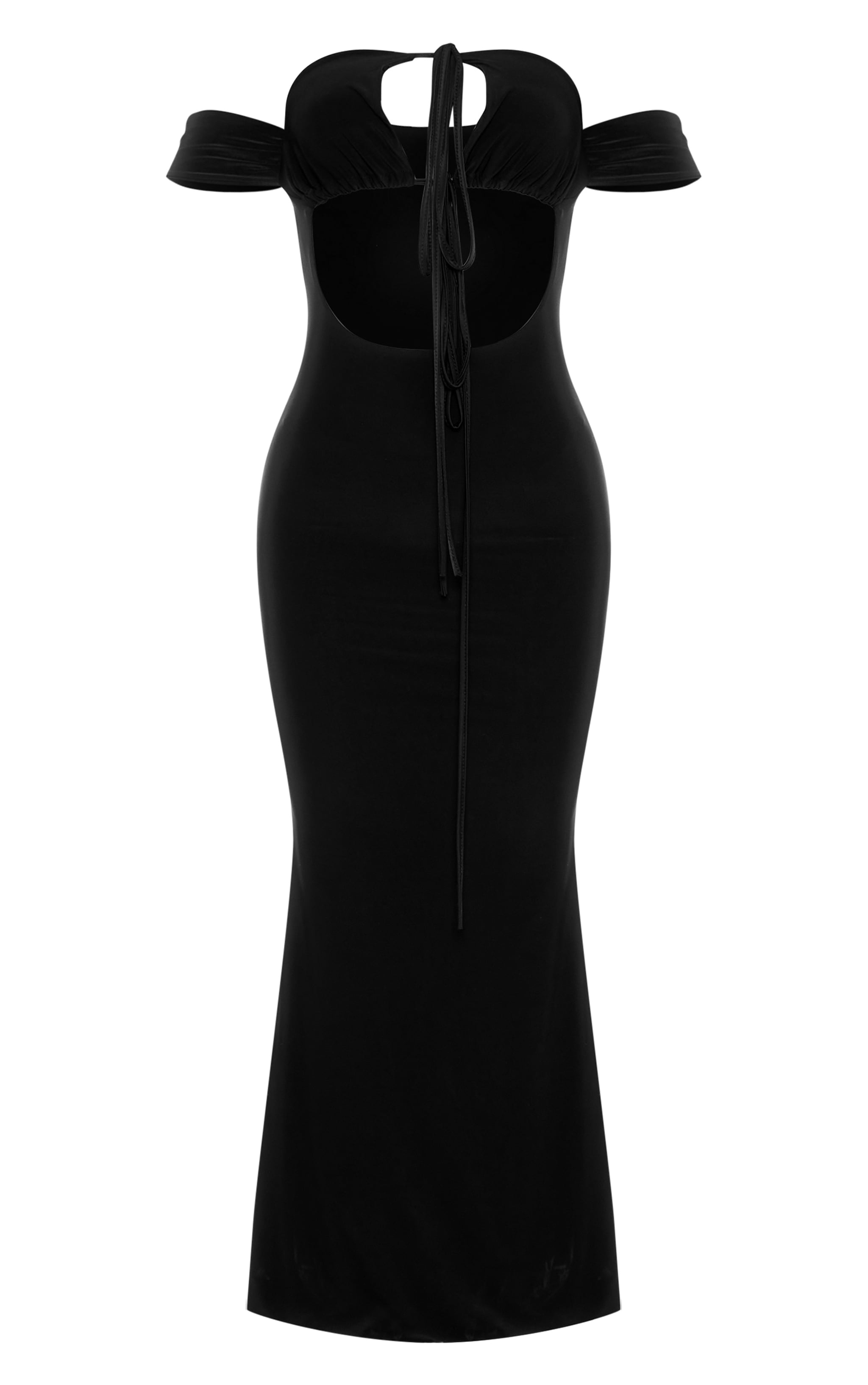 Black Sleeve Detail Double Layer Slinky Maxi Dress image 5