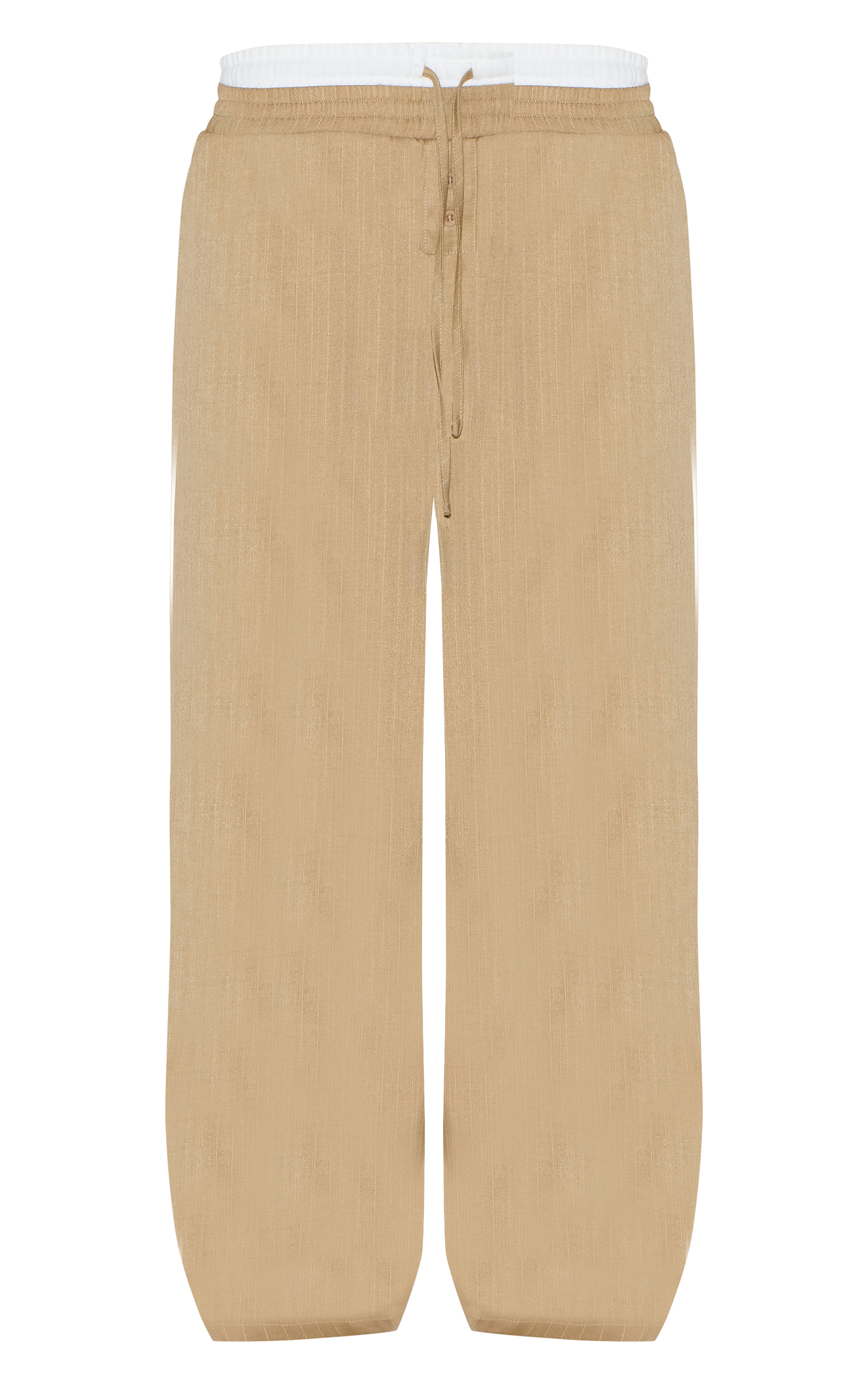 Olive Pinstripe Print Button Front Straight Leg Pants image 5