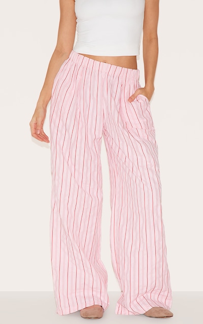 Pink Pinstripe Elasticated Waist Wide Leg Pants