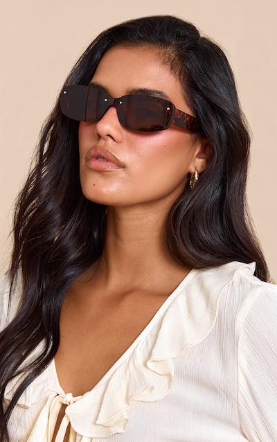 Lunettes de soleil carrées marron en écailles