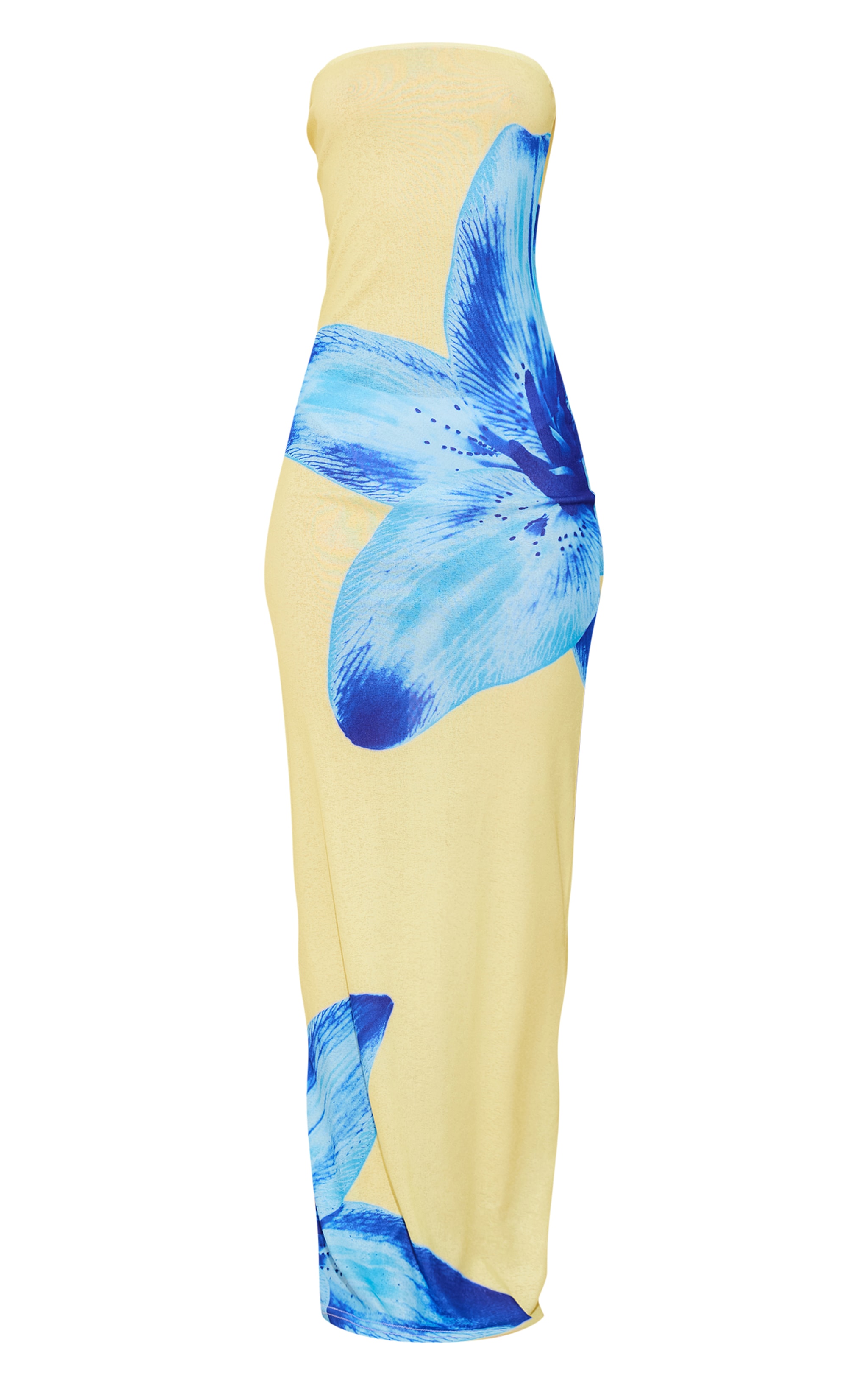 Robe longue bustier jaune texturée à imprimé orchidée image 5