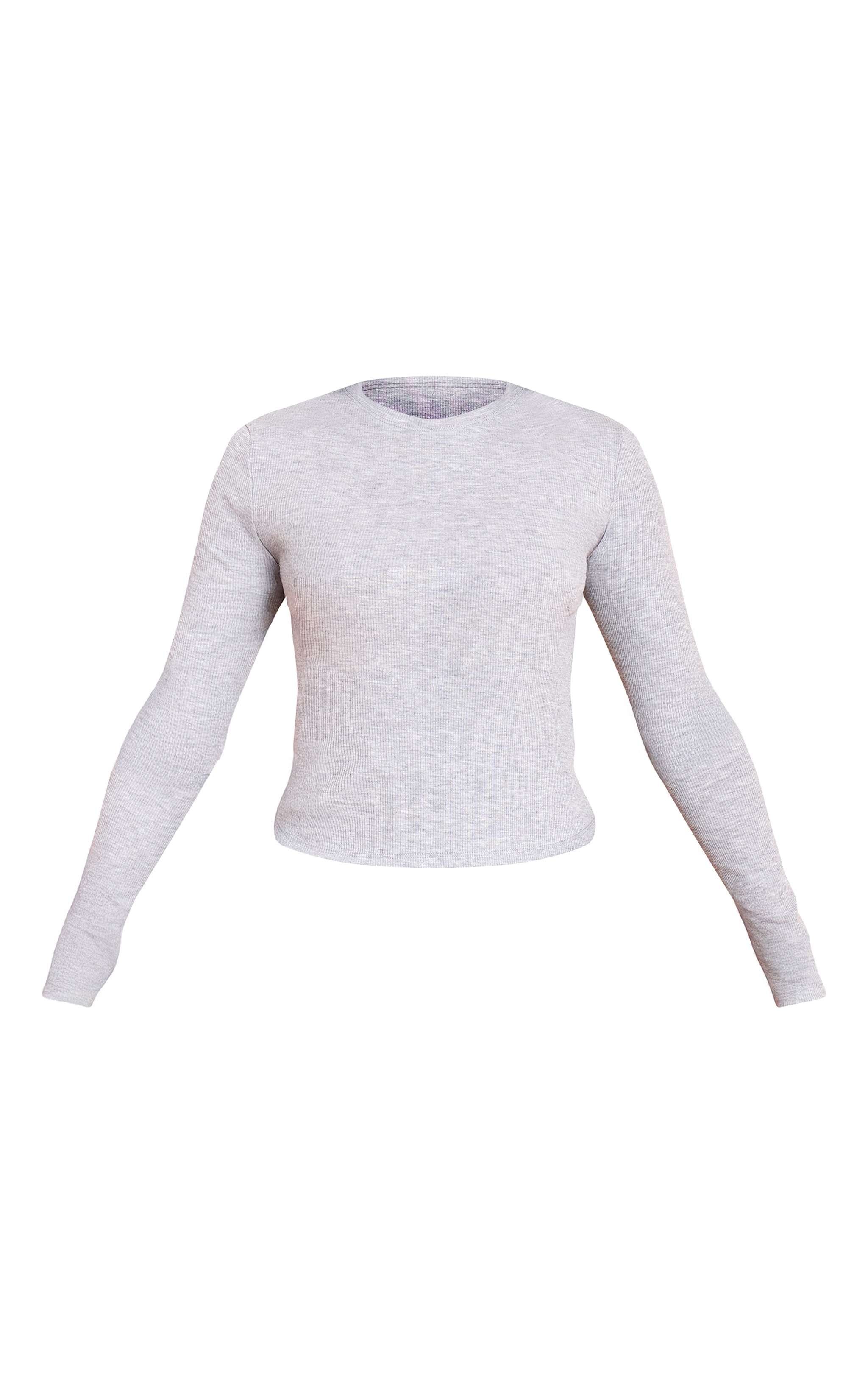 Petite Top doux côtelé gris chiné à col ras et manches longues image 5