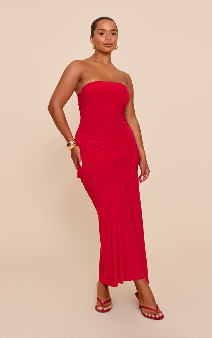 Shape Red Ruched Bandeau Midaxi Dress image 3