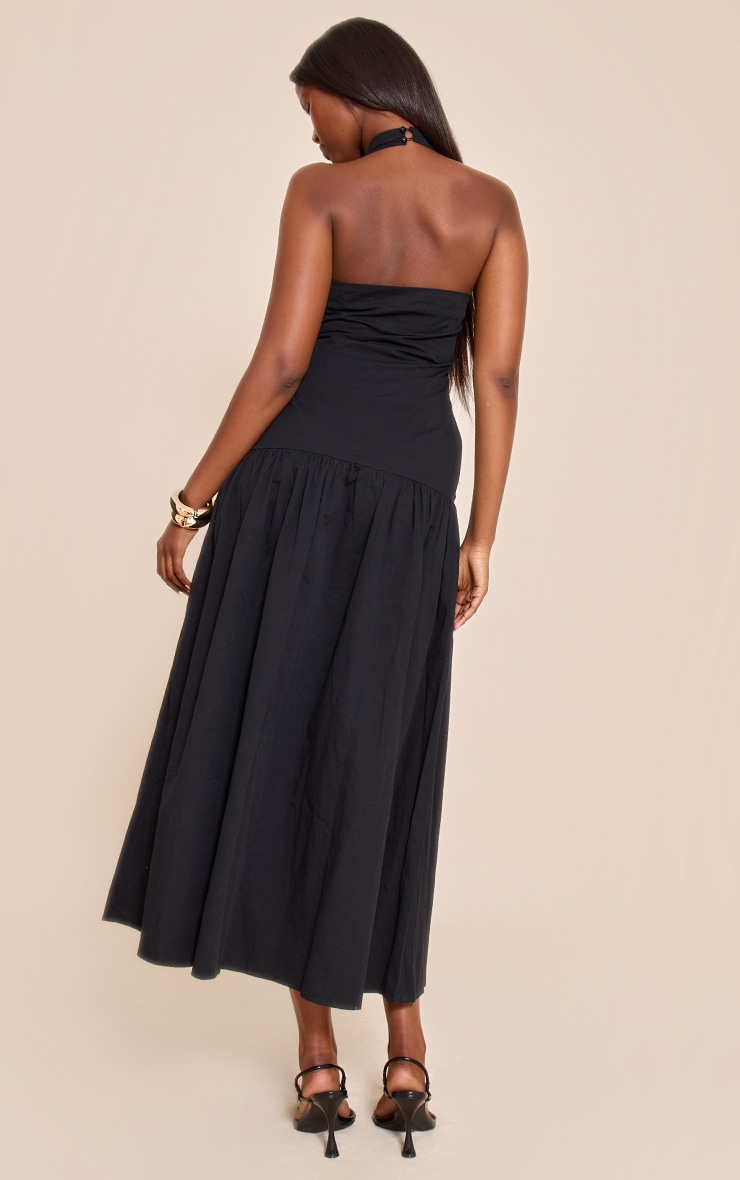 Black Woven Ruched Detail Maxi Dress image 2