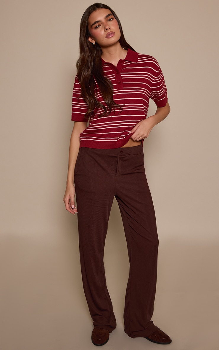 Chocolate Boyfriend Style Wide Leg Trouser image 1
