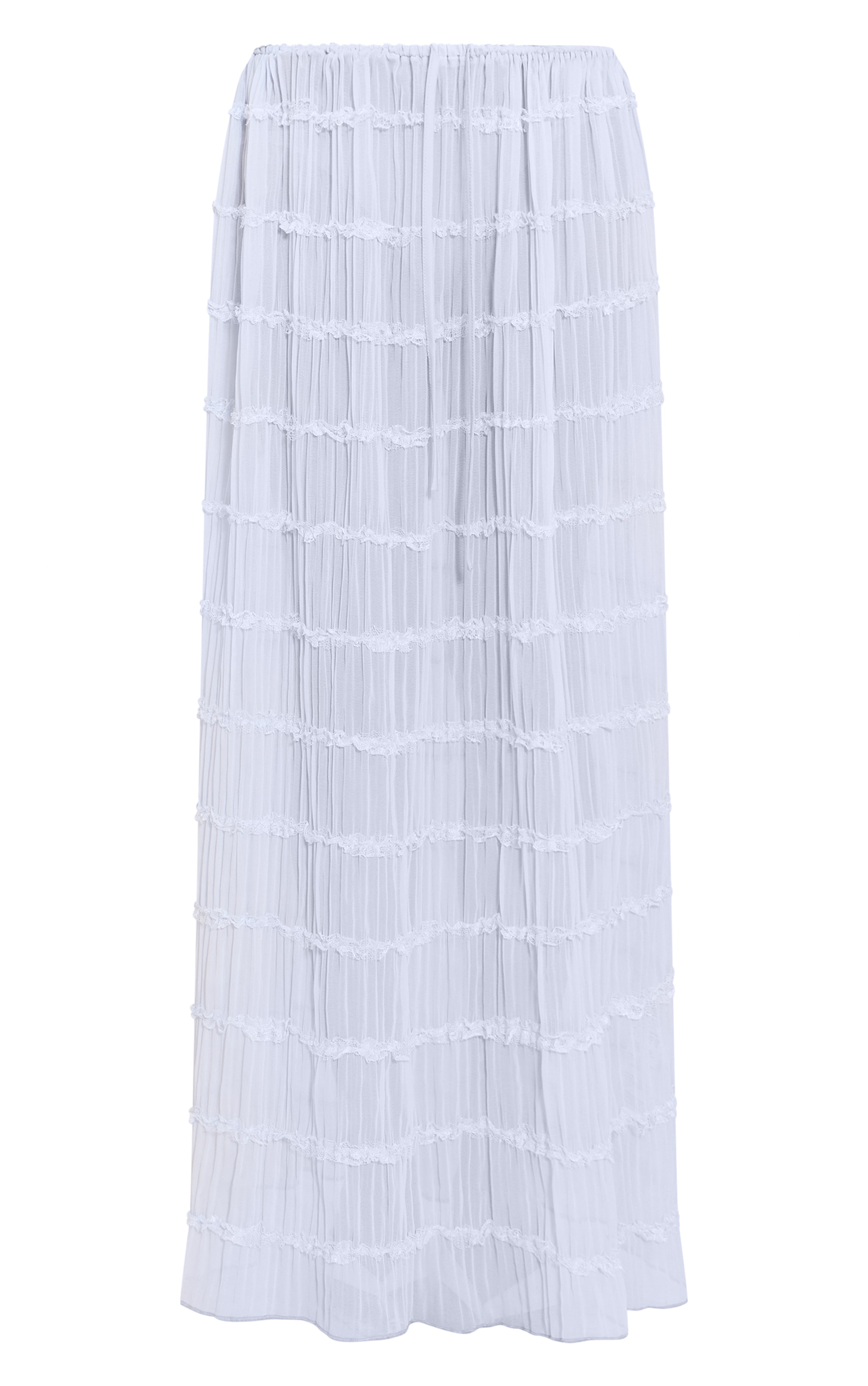 Light Blue Chiffon Ruched Frill Detail Tiered Maxi Skirt image 5