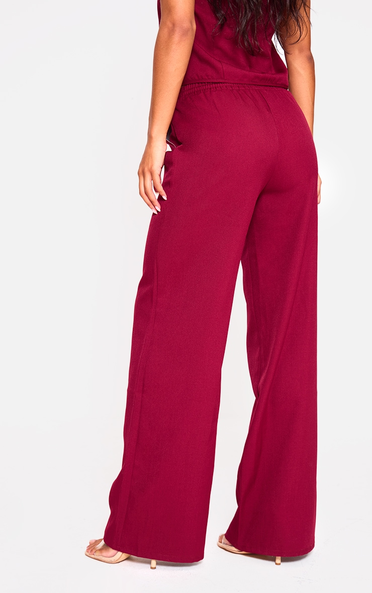 Cherry Red Woven Mid Rise Wide Leg Pants image 3