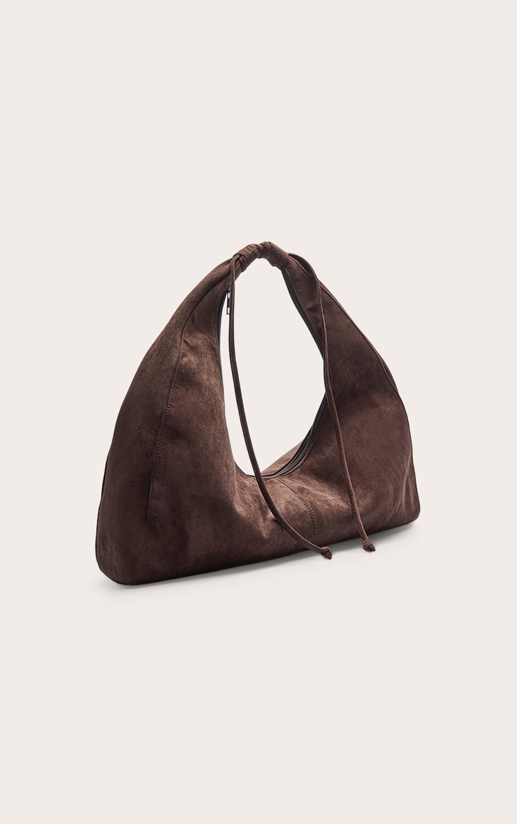 Chocolate Faux Suede Slouchy Shoulder Bag image 2