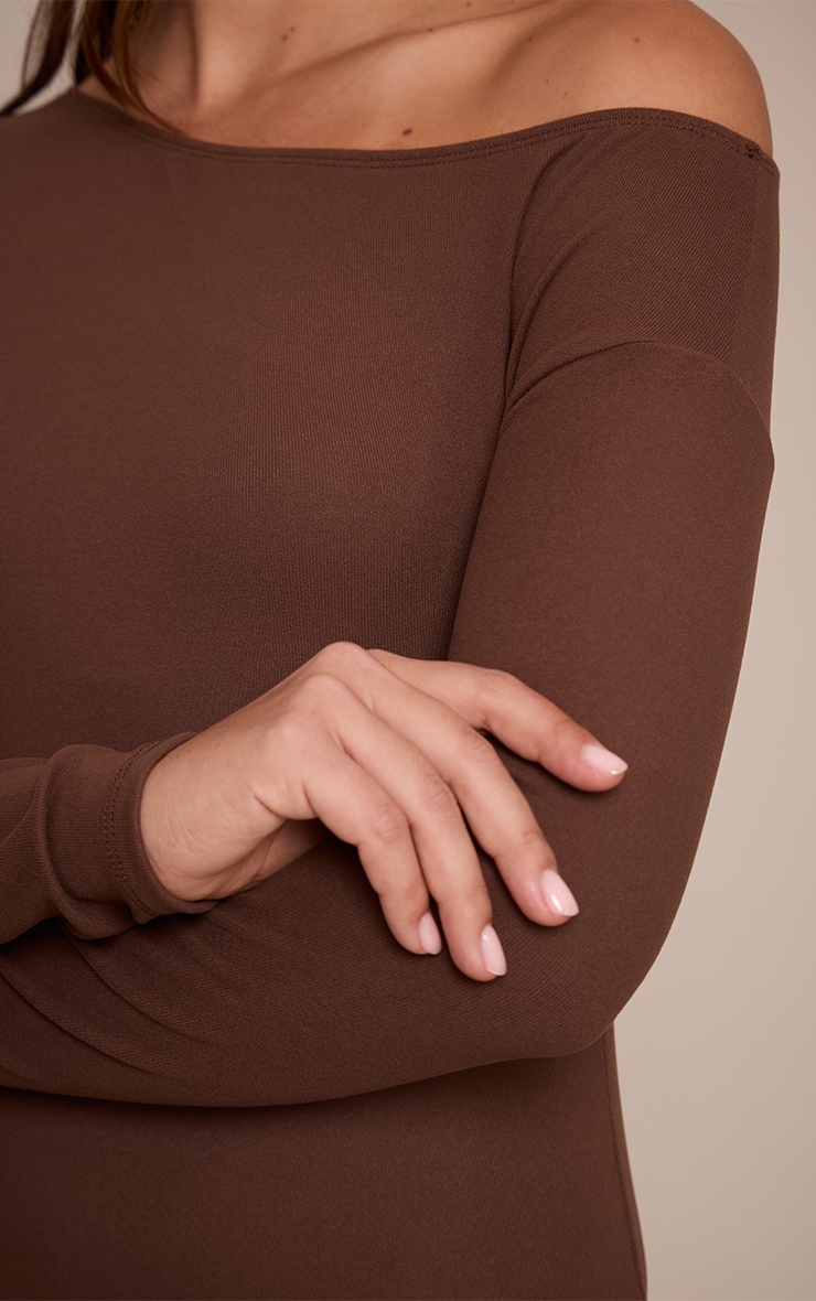 Chocolate Ultra Soft Asymmetric Long Sleeve Bodysuit image 4