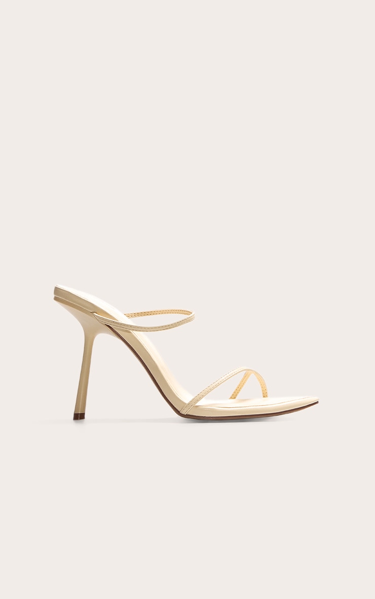 Lemon Pu Round Toe Strap High Stiletto Heeled Mules image 1