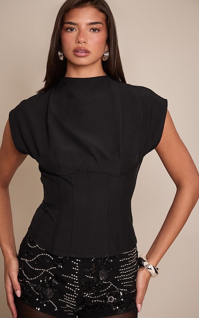 Black Cinched Waist Top
