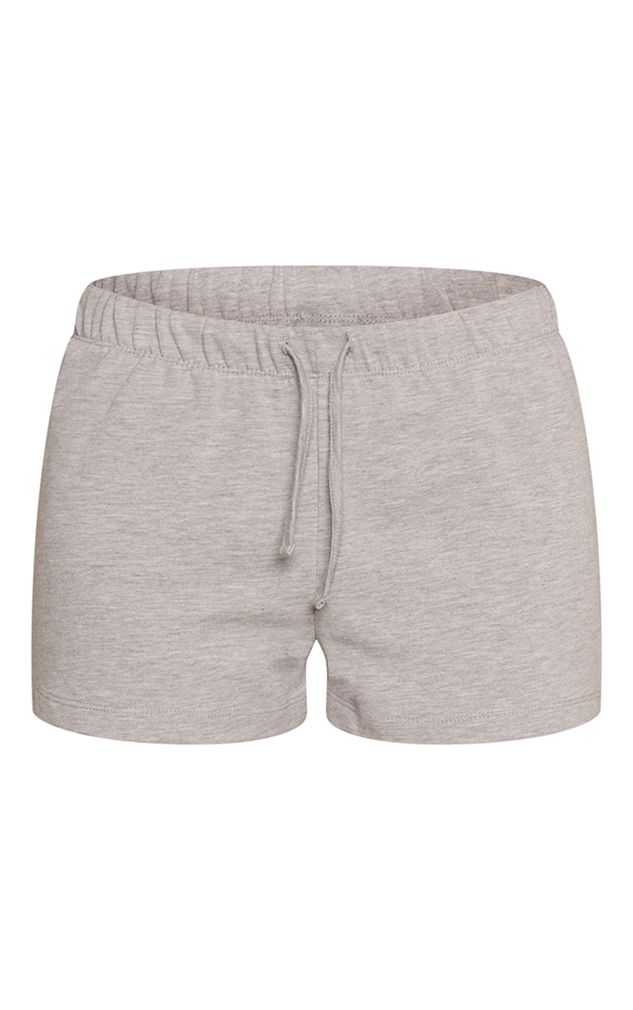 Grey Cotton  Jersey Checked Pocket Detail Shorts  image 6