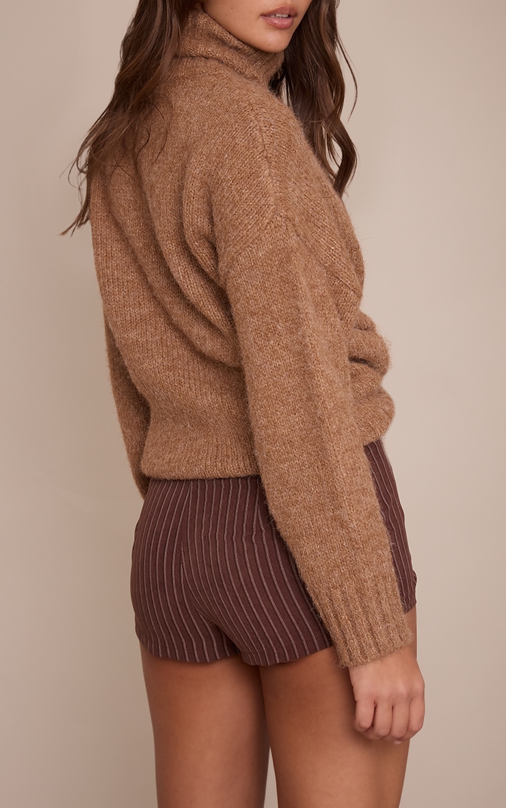 Chocolate High Waist Peachskin Tailored Shorts image 3