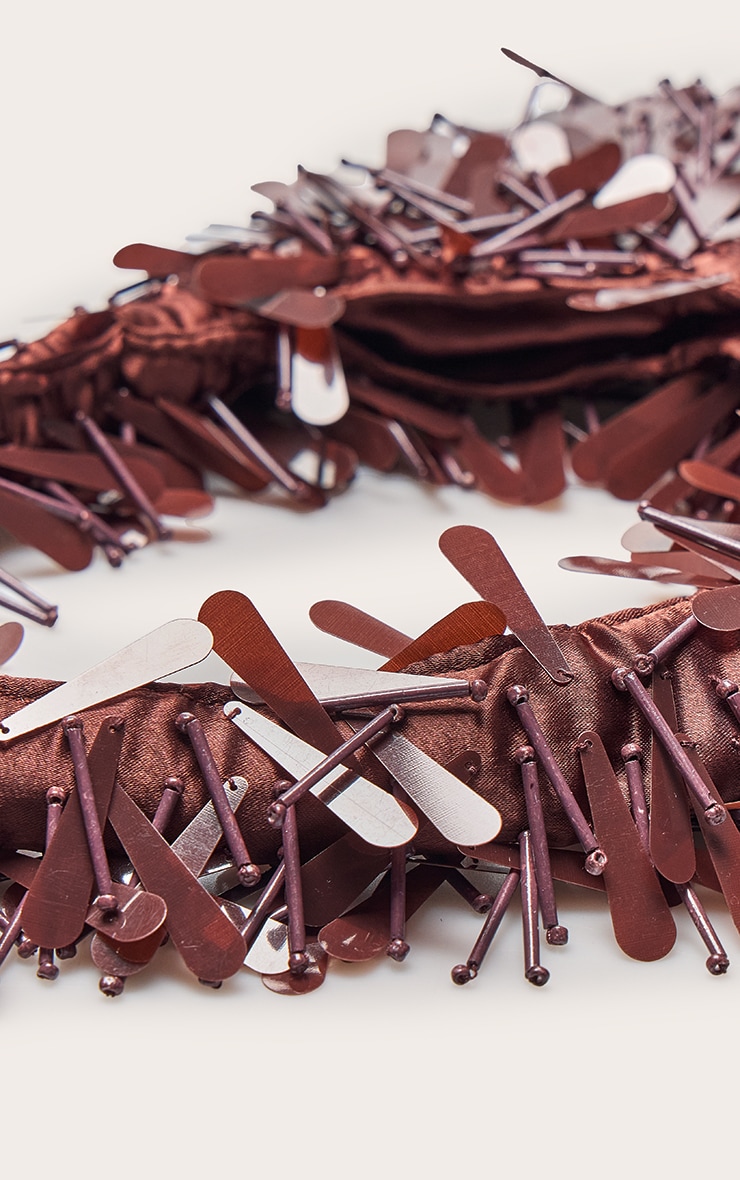 Sac à main chocolat orné de paillettes image 5