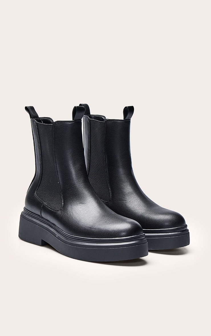Black Wide Fit Chelsea Chunky Ankle Boot image 3