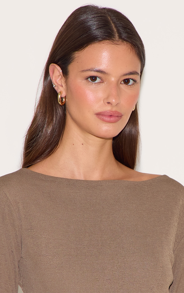 Gold Chubby Hoop Earrings image 3
