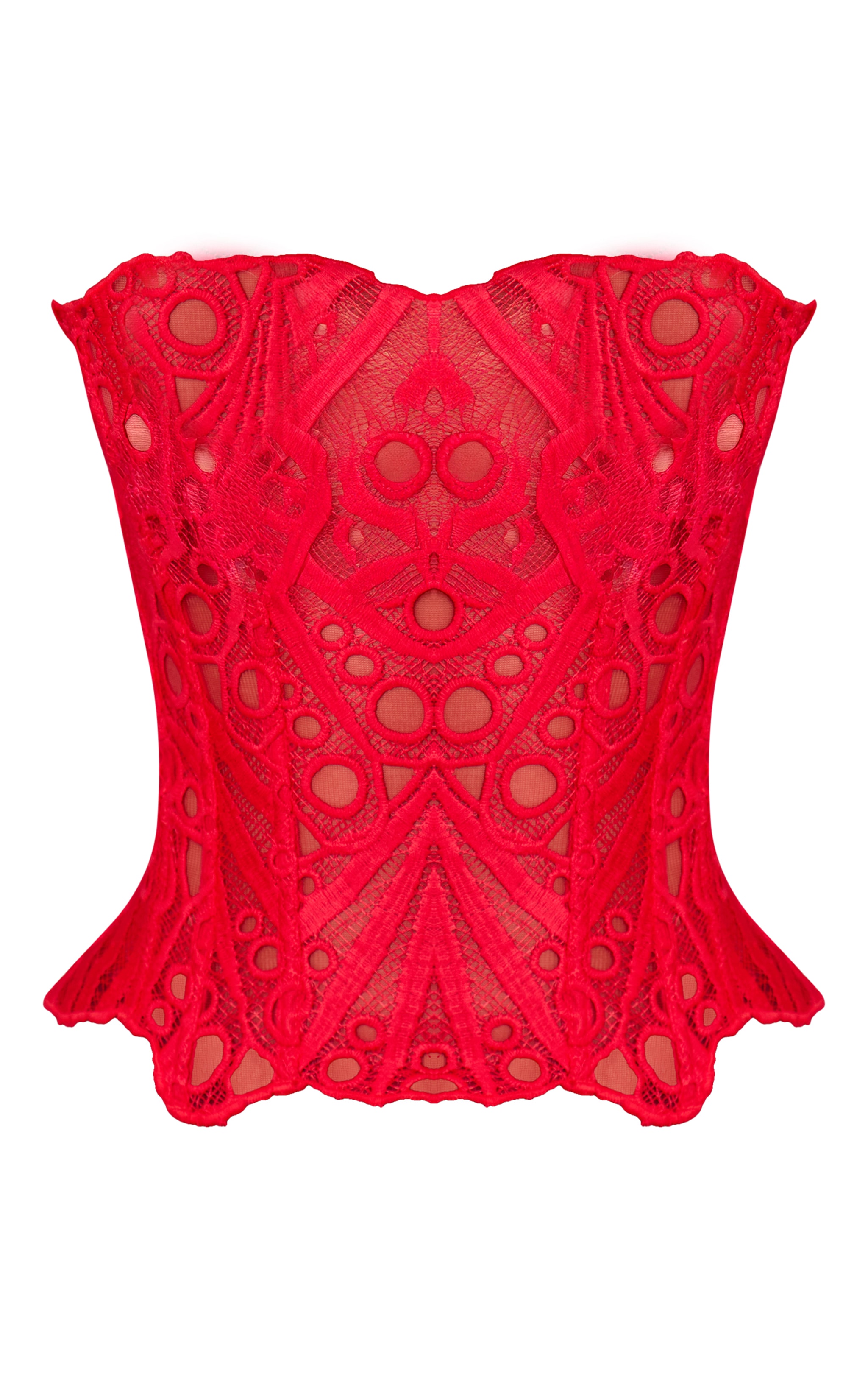 Petite Corset en dentelle texturée rouge transparente fleurie image 5