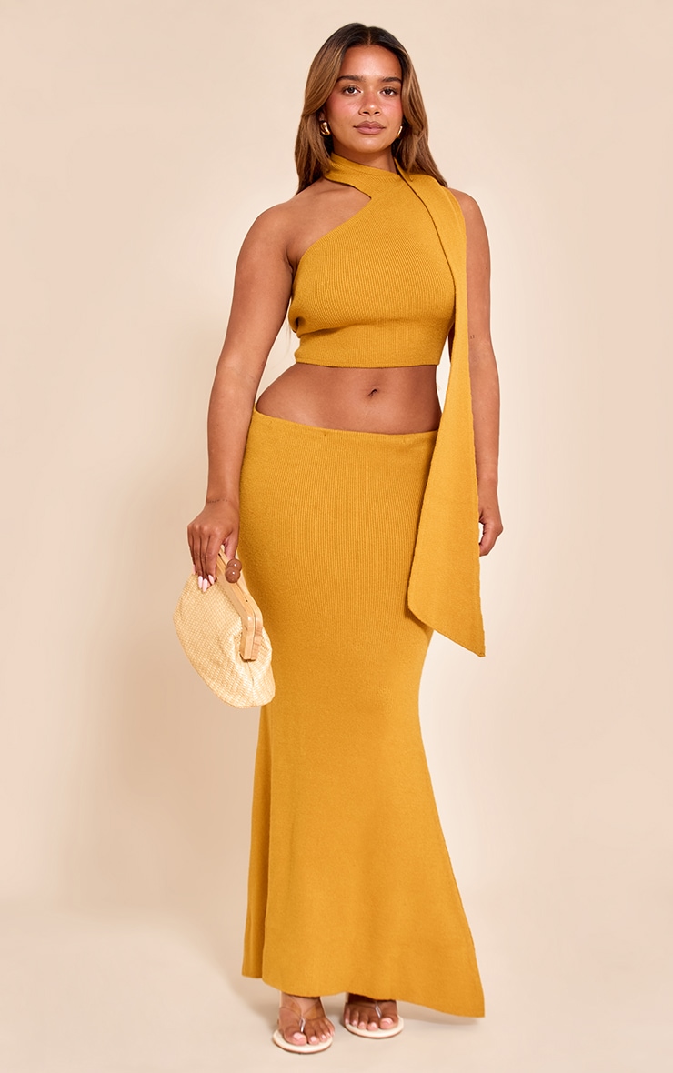 Shape Rust Knitted Maxi Skirt image 1