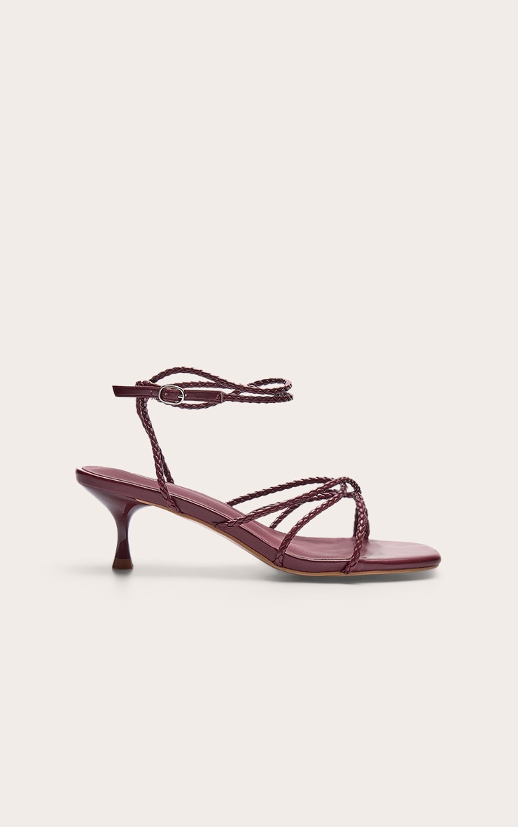 Crimson Pu Braided Strap Kitten Heel Sandal image 2