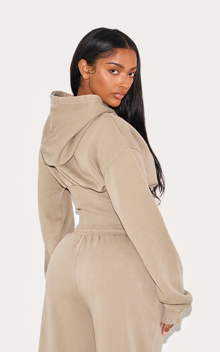 Shape Mocha Sweat Cropped Shirred Waist Hoodie image 2