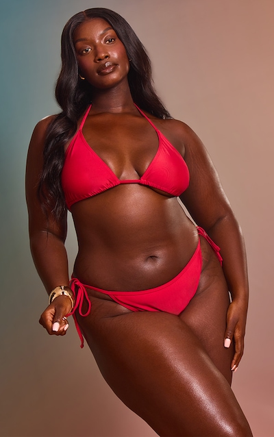 Plus Bas de maillot de bain Mix & Match rouge à côtés noués