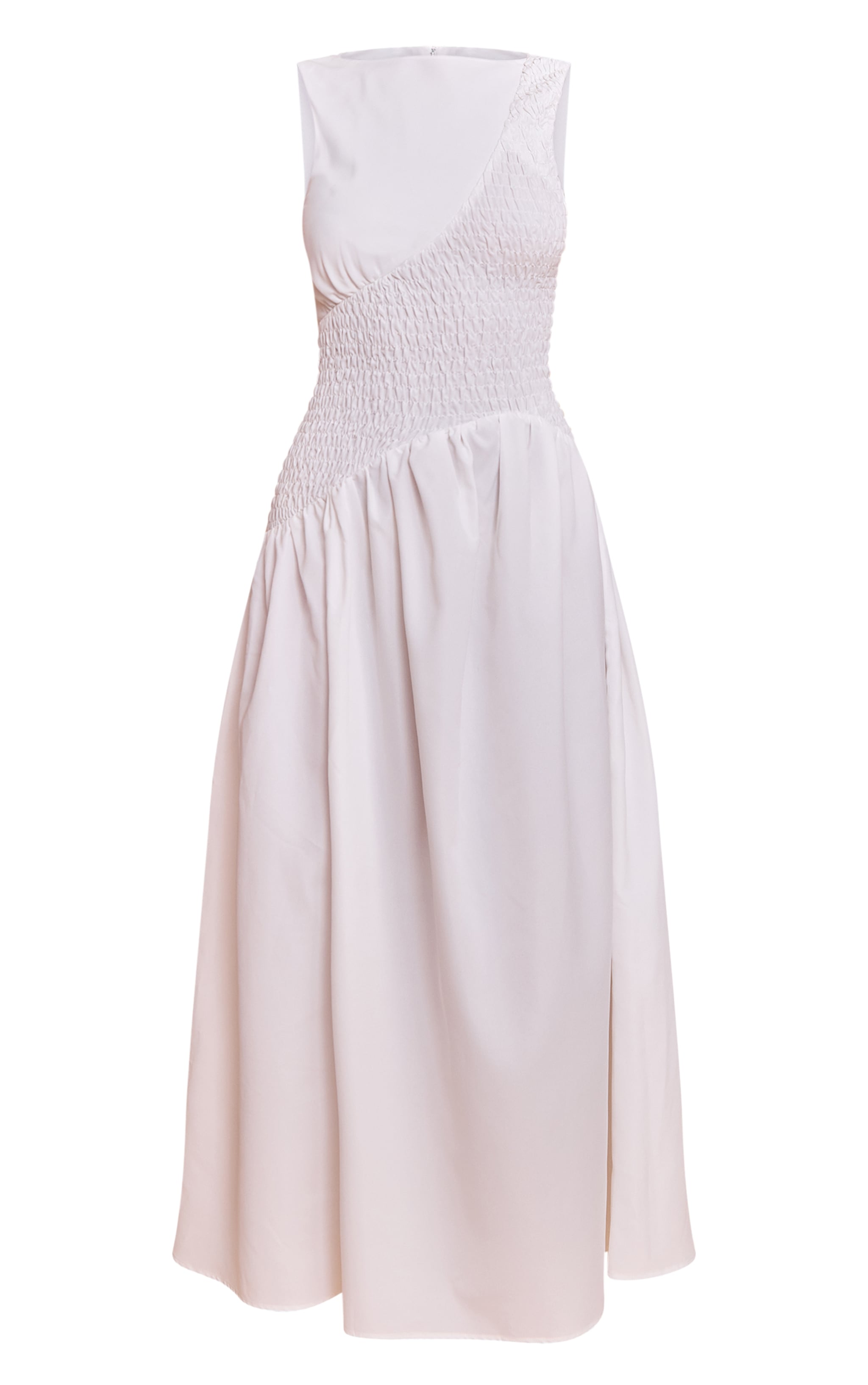 White Shirred Detail Sleeveless Maxi Dress image 5