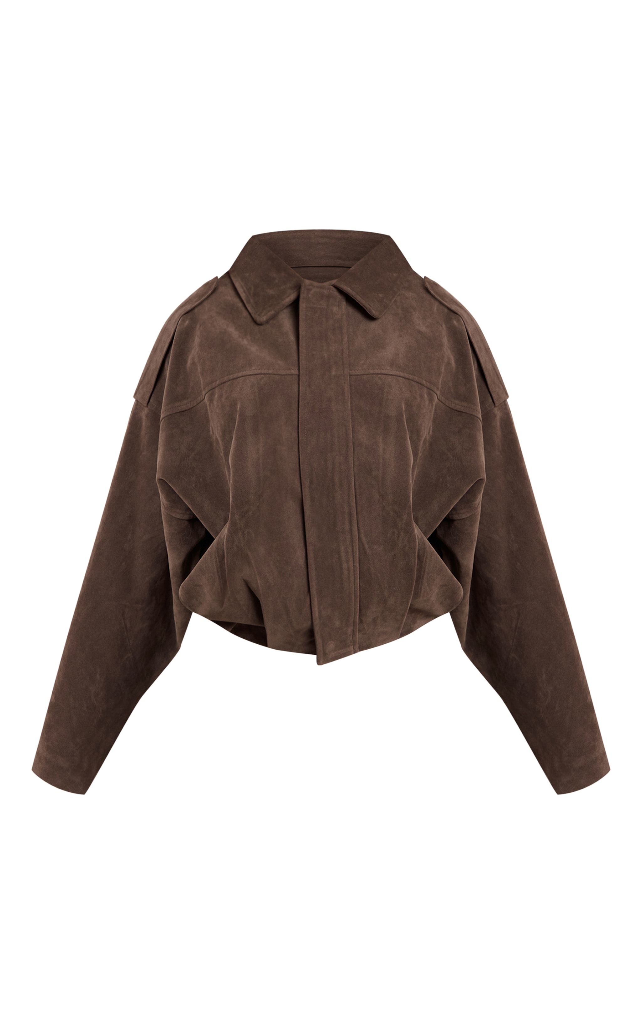 Petite Khaki Faux Suede Oversized Zip Up Jacket image 5