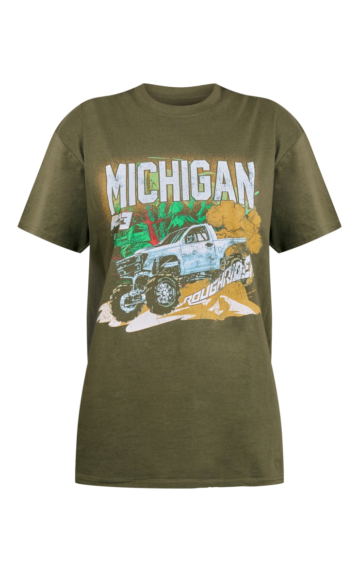 Khaki Michigan Print T Shirt image 5