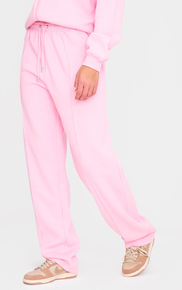Baby Pink Seam Detail Wide Leg Joggers Athleisure PLT KSA
