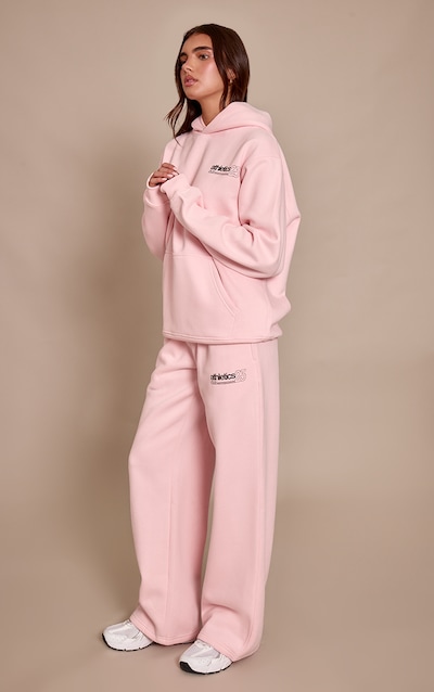 Jogging sweat droit en coton polaire rose imprimé "Athletics 25