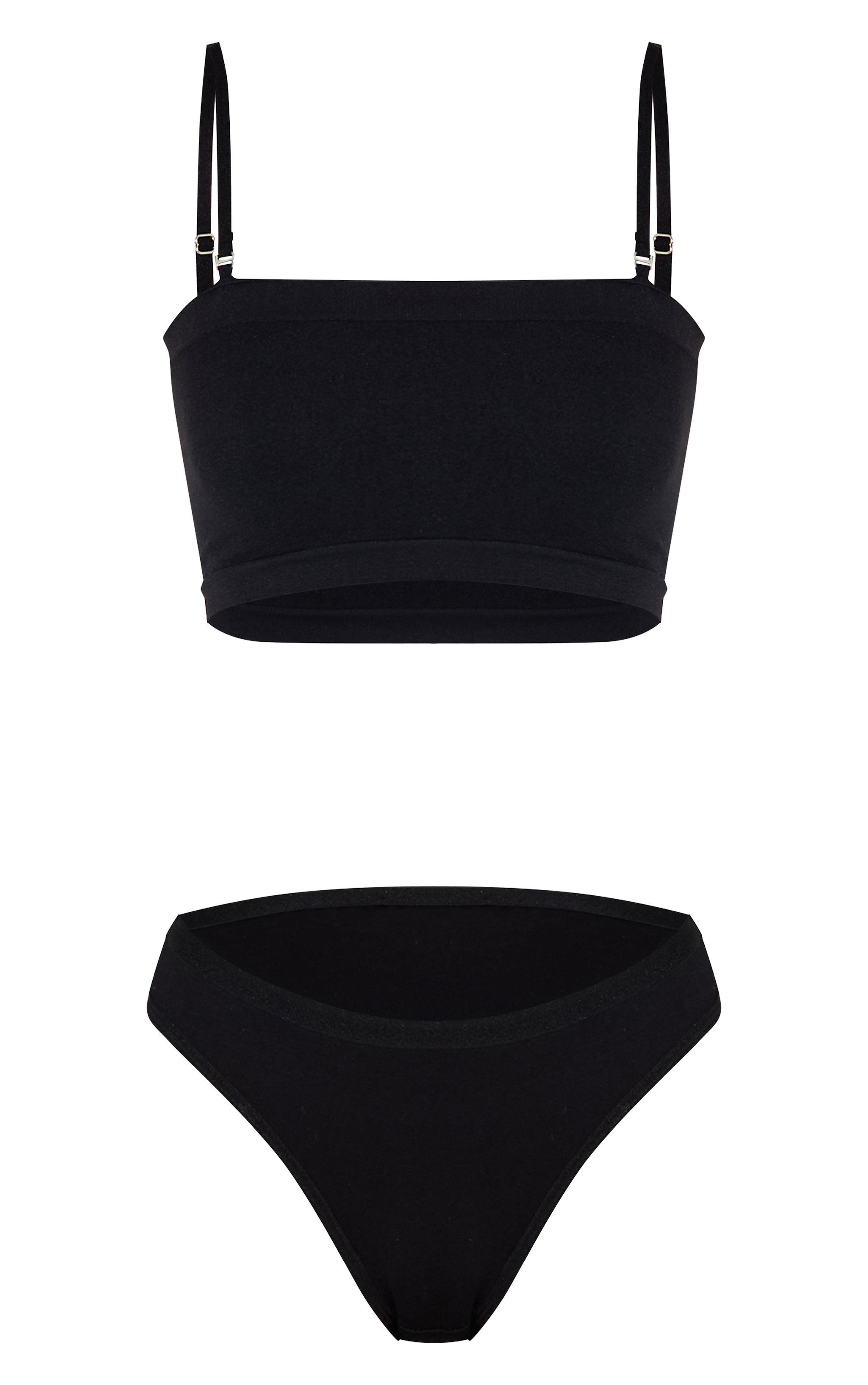 Black Seamless Bandeau Removeable Strap Bra image 5
