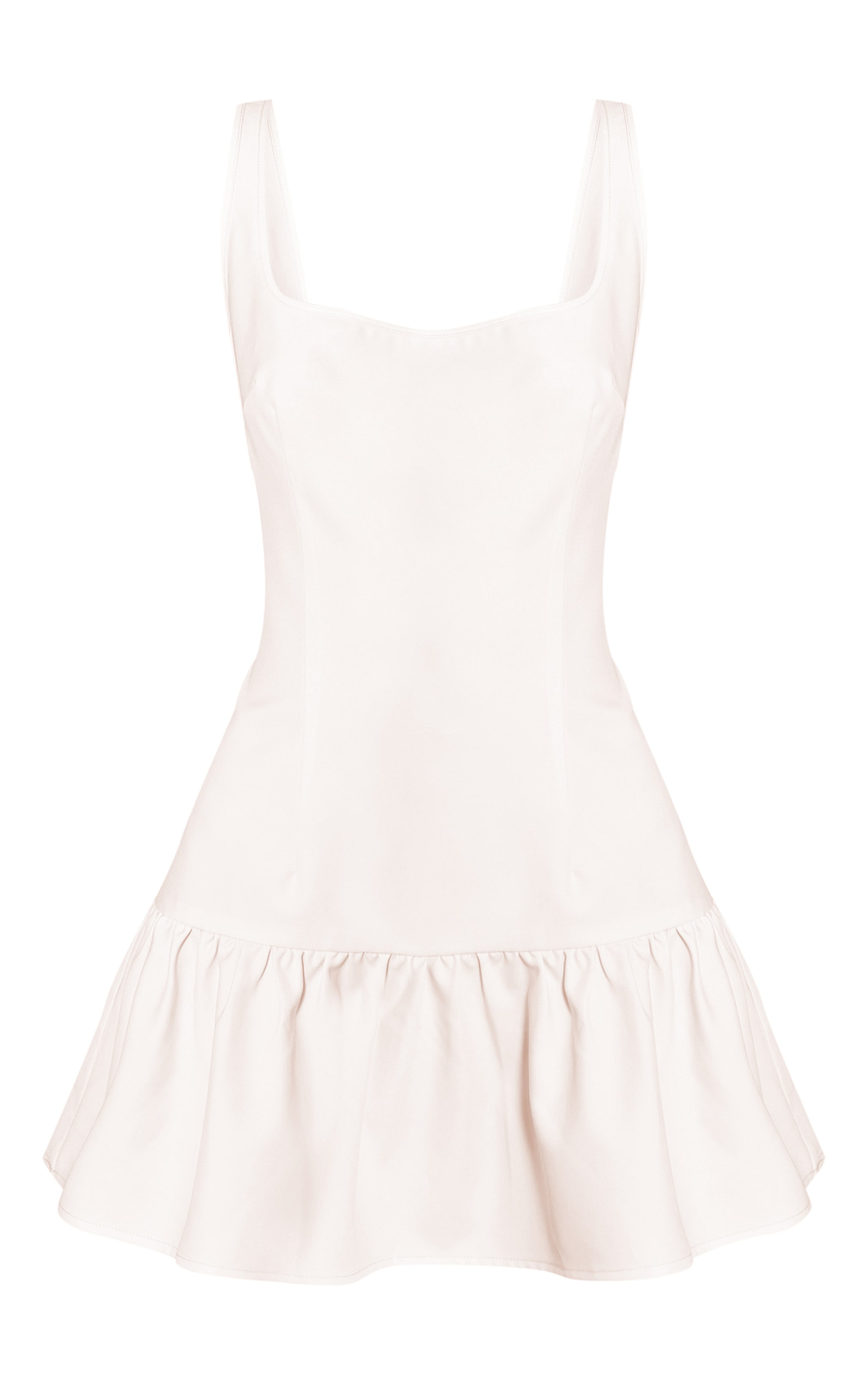 Cream Sleeveless Straight Neck Shift Dress image 5