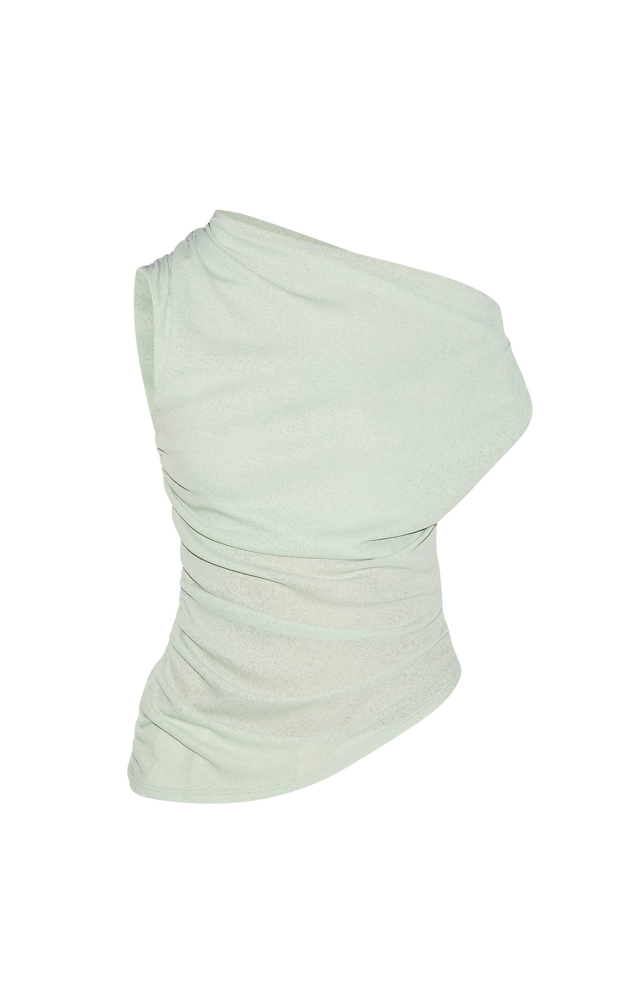 Sage Burnout Mesh Asymmetric Hem Long Top image 5