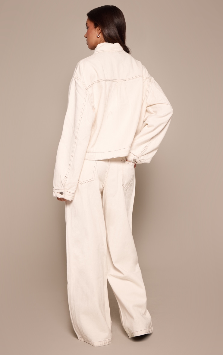 Ecru Pleat Detail Denim Jeans image 4