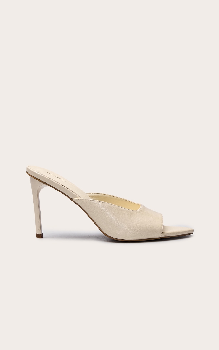 Cream PU Pointed Open Toe Mule image 2
