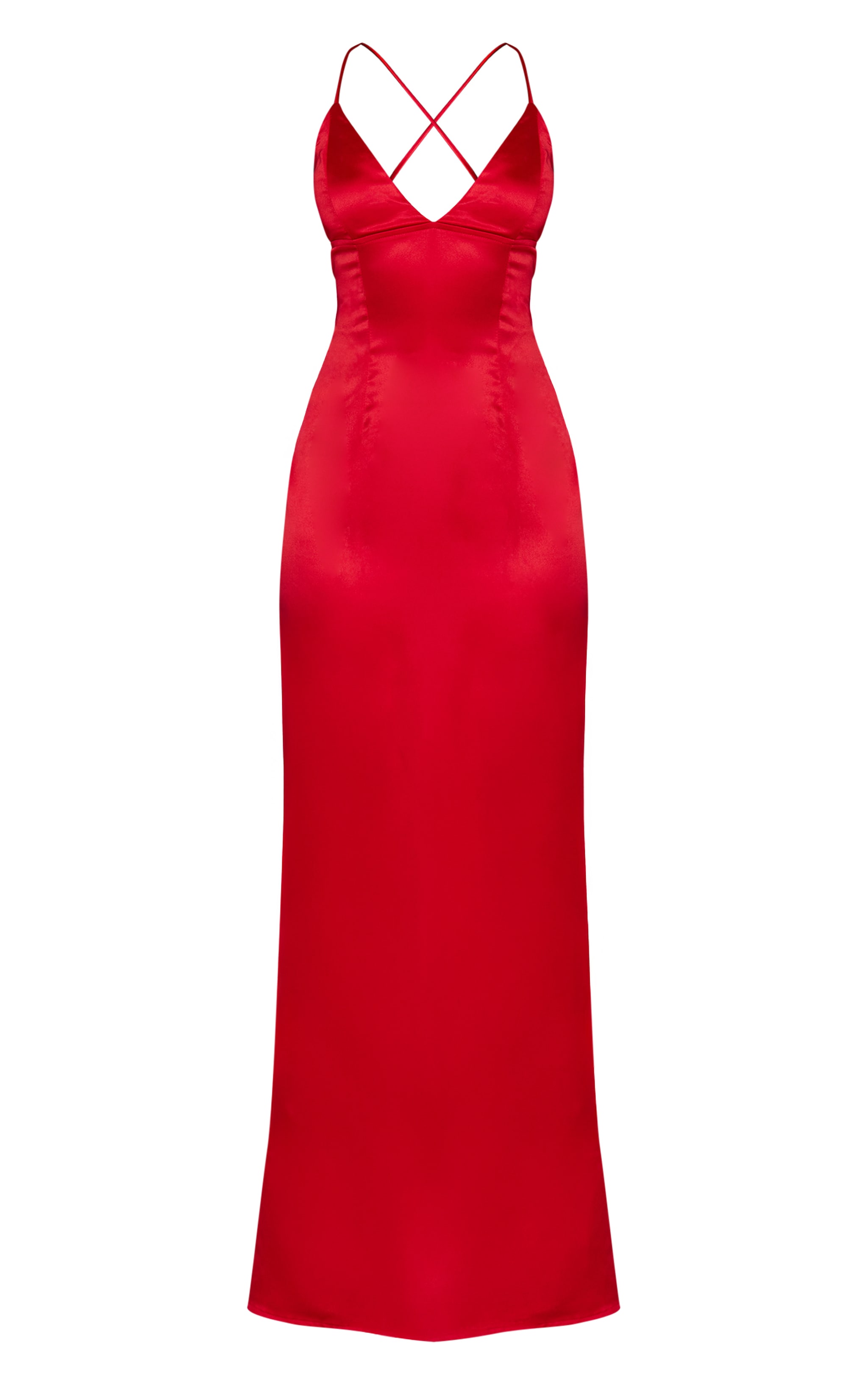 Robe longue satinée rouge à nouer dans le dos image 5