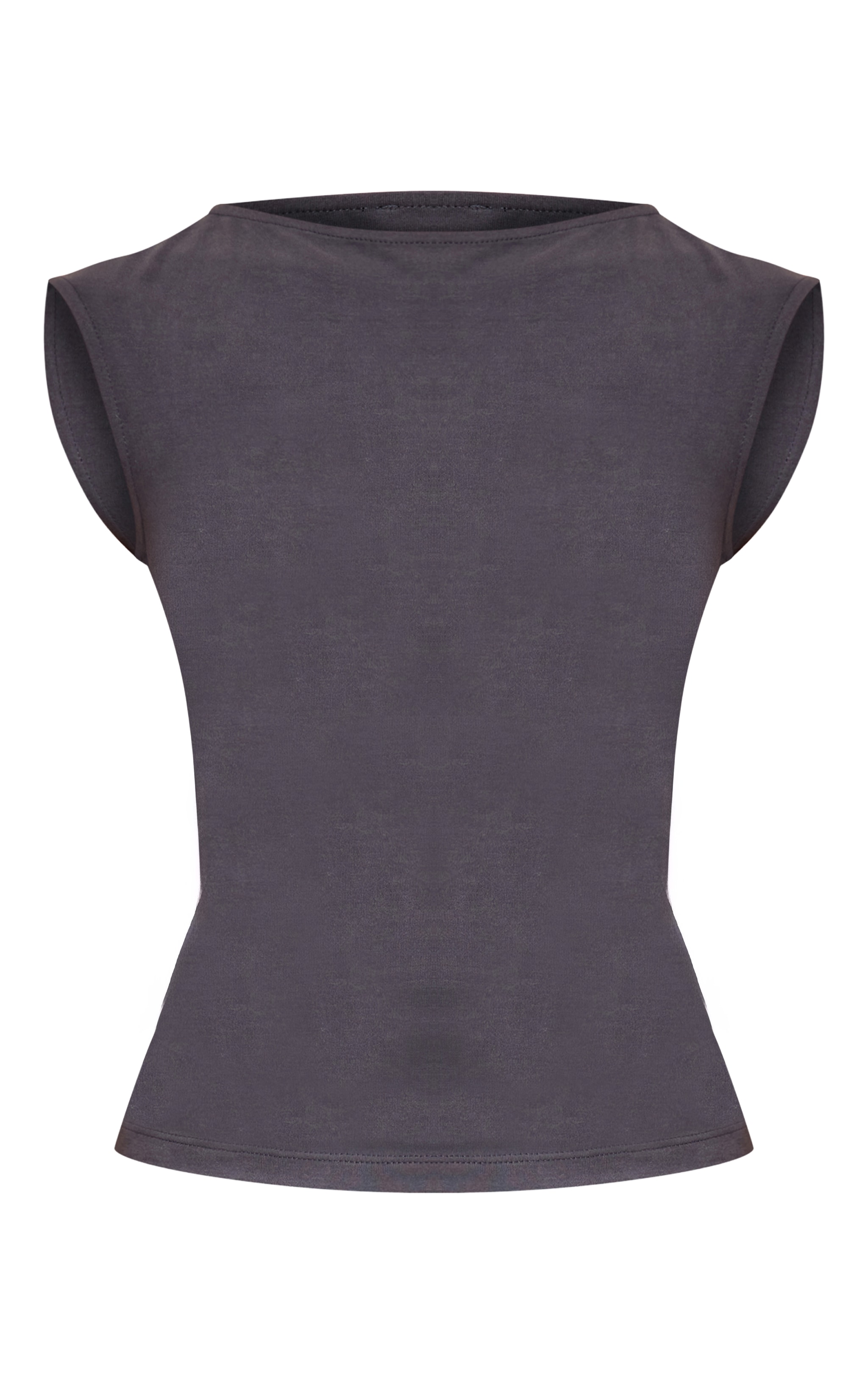 Charcoal Soft Cotton Ruched Side Sleeveless Top image 5