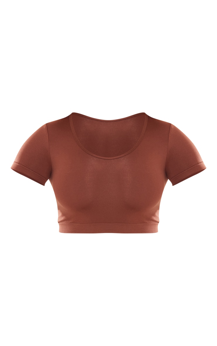 Shape Chocolate Brown Stretch Crop T Shirt Shape PLT QA